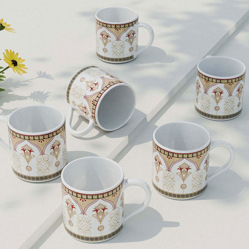 Set Of 6 Golden Dmask Tea Cup - The Earth Store - Tea Cups